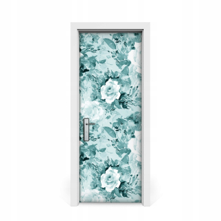 Nálepka na dvere Aqua Blue Flowers 75x205