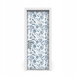 Boho dverové nálepky modré listy 75x205