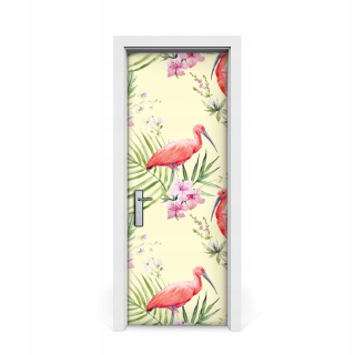 Samolepka na dvere Ibises a palmové listy 75x205