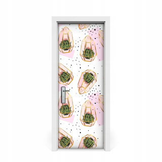 Geometrická nálepka na dvere Cacti 75x205
