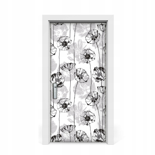 Nálepka na dvery maľované kvety Glamour 95x205