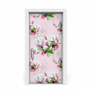 Nálepka na dvery maľované kvety Magnolia 95x205