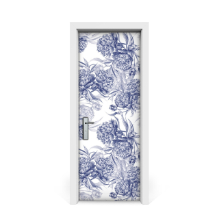 Nálepka na dvere modré peonies 75x205