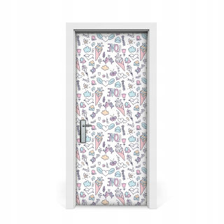 Dvere Sticker Birds Love Ice Cream Doodle 85x205