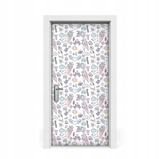 Dvere Sticker Birds Love Ice Cream Doodle 95x205