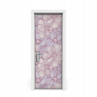 Dvere Sticker Pink Flowers Style Doodle 75x205