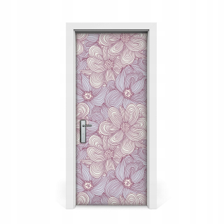 Dvere Sticker Pink Flowers Style Doodle 85x205