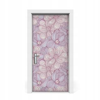 Dvere Sticker Pink Flowers Style Doodle 95x205