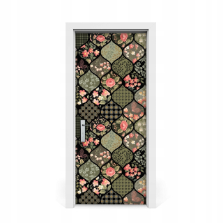 Dlhé kvety na dverovú nálepku Patchwork 85x205