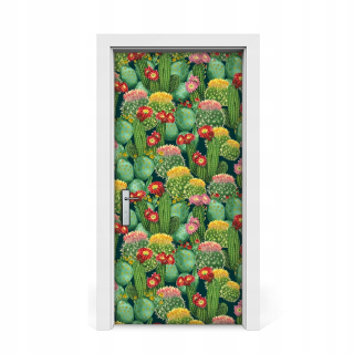 Kvitnúca nálepka dverí kaktus 95x205