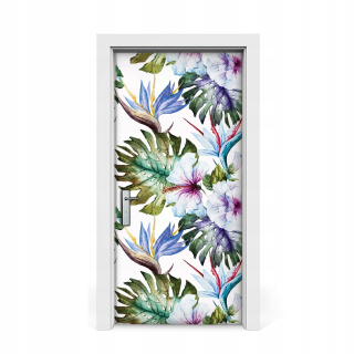 Maľované hibiscus 95x205 maľované dverové nálepka