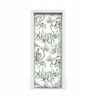 Nálepka na dvere ružové orchidey 75x205