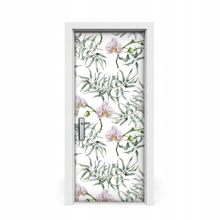 Nálepka na dvere ružové orchidey 85x205
