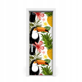 Nálepka na dvere Toucan a ananás 75x205