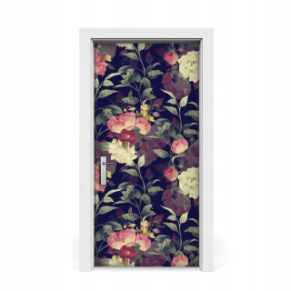 Nálepka na dvere vintage kvety 95x205