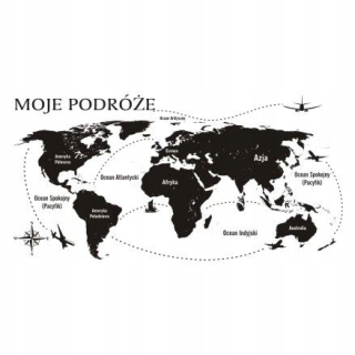 Samolepka na stenu 200cm Mapa sveta 4 + fixky