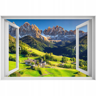 Nálepka na stenu 3D Mountain Dolomites Window 90x60