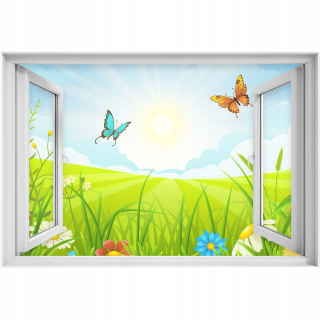 Nástenná nálepka 3D okenná lúka Butterfly 90x60