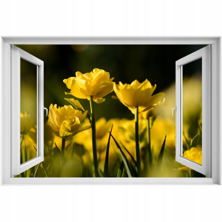 Nálepka na stenu 3D okno Tulip žltá 150x100