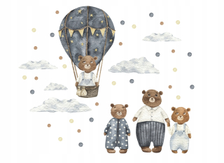 Nástenná nálepka Teddy Bear Balloons Clouds XL
