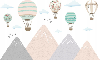 Pastelové nálepky Pink Balloons Mountain 200 cm Past_4531