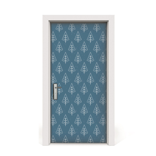 Nálepky na dvere modrý geometrický les 95x205
