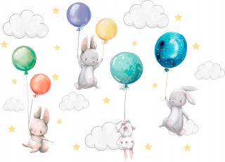 Bunny nástenné nálepky balóny pre deti 100