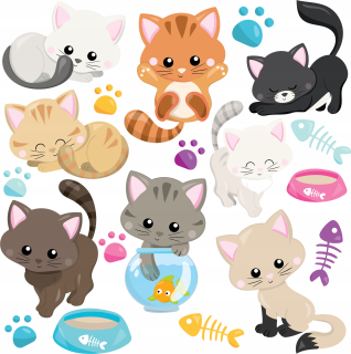 Nálepky na stenu pre deti Cat Cat 50x100 cm