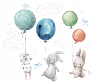 Nástenné nálepky pre deti Bunny Balloons XL