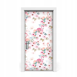 Nálepky na nálepky pre dvere a kvety Flamingo 95x205