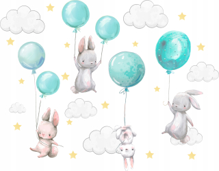 Bunny nástenné nálepky Balóny pre deti 100 2