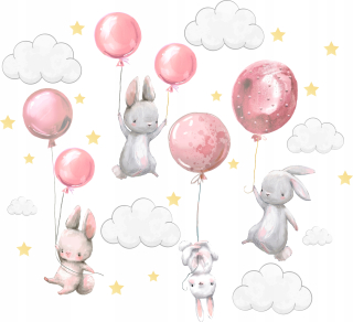 Bunny nástenné nálepky Balóny pre deti 150 3