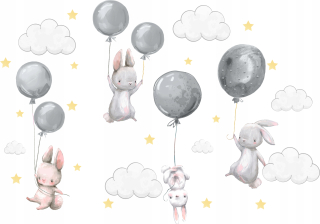 Bunny nástenné nálepky Balóny pre deti 150 5