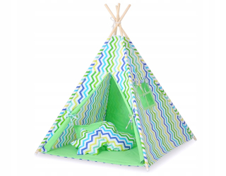 Tipi-chevron stan zelený modrý