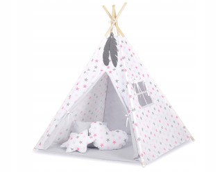 Teepee stan + prívesky z peria zadarmo! - Sivé hviezdičky