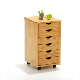 Nilar Container Dresser na kolesách, 6 zásuviek, nat