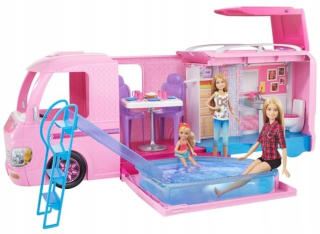 Obrovská Barbie Kamper zložená s bazénom FBB34