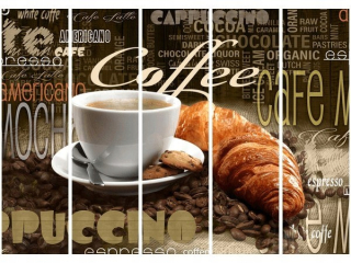 Obrázok - ranná káva, káva, raňajky, croissant, hnedý