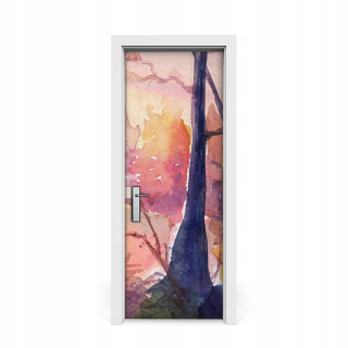 Dýhacie dvere les, západ slnka 75x205