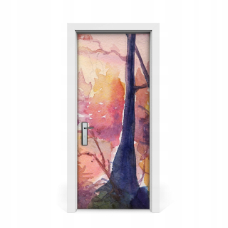 Nálepka na dýhu, les, západ slnka 85x205