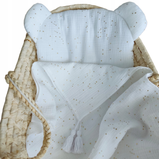 Muslin Swaddle, Teddy Bear Cushion 100x100 rokov starý prikrývka