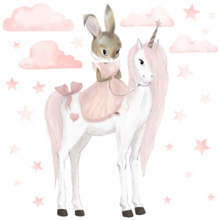 Pastel Bunny na Unicorn Sticker XXL