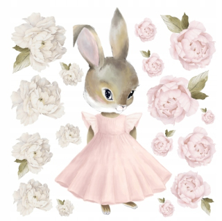 Pastel Bunny Pivonies Stickers for Wall