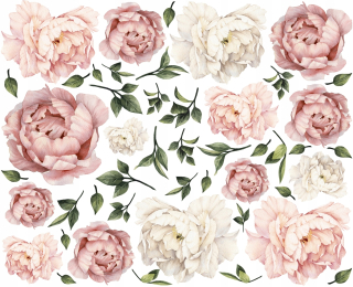 Peonie kvety pivonky steny nálepky 160 mega