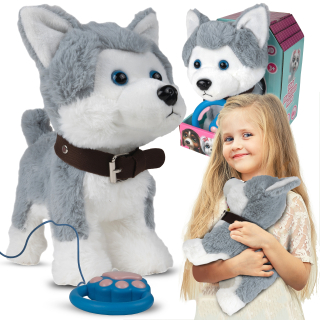 Interaktívny plyšový pes - DOG HUSKY INTERAKTÍVNE DIAĽKOVÉ OVLÁDANIE HLASOVÝM A DOTYKOVÝM DIAĽKOVÝM OVLÁDANÍM