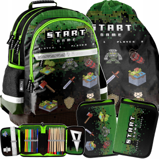 Pixels School Backpack Minecraft Boys Set