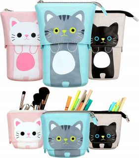Ceruzka puzdro držiak na ceruzku Canvas Pu Cartoon 3 PCS