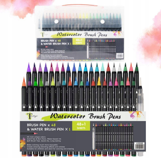 Watercolor Markers Felt -Dippped Brushes 48 farieb