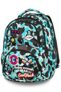 Coolpack cp camo modré odznaky 27 l Dart Batoh