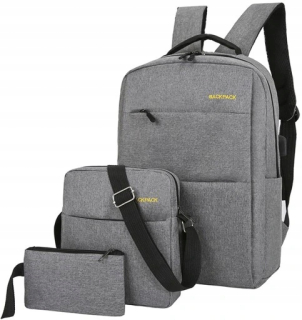 Dámska mužská batohová škola 3in1 USB Gray Set